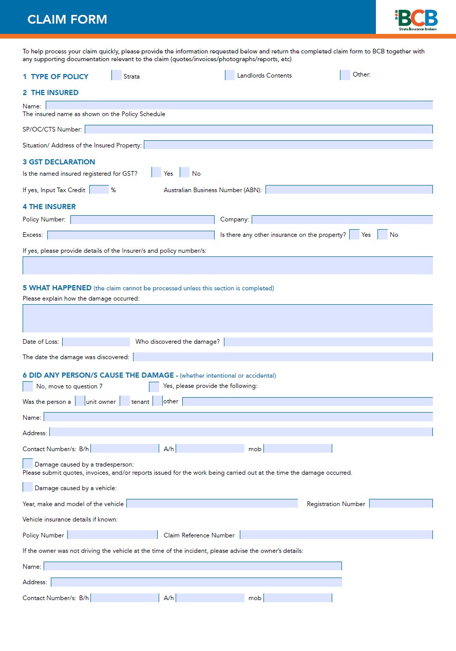 CLaim Form image