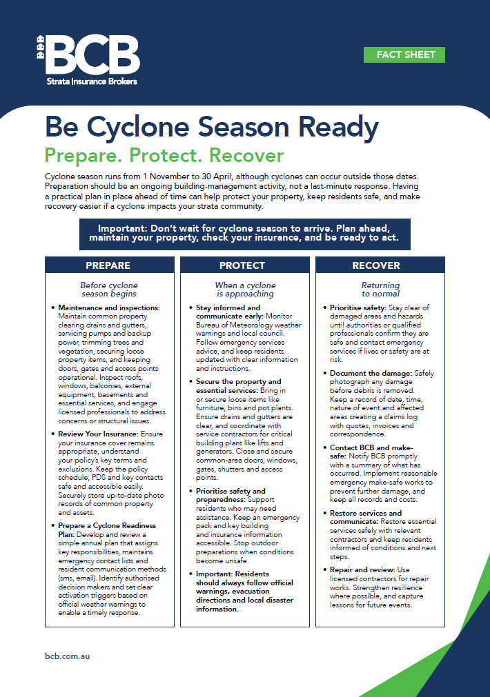 Cyclone season readiness fact sheet
